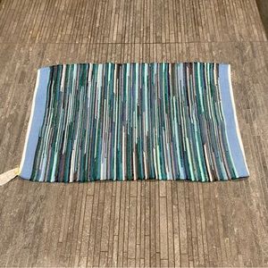 New Rag Rug custom artistic up cycled Blue Gray